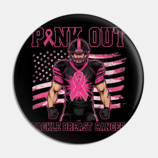 Pink Ribbon Football - October Football Breast Awareness Pin