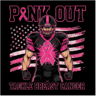 Pink Ribbon Football - October Football Breast Awareness Posters and Art