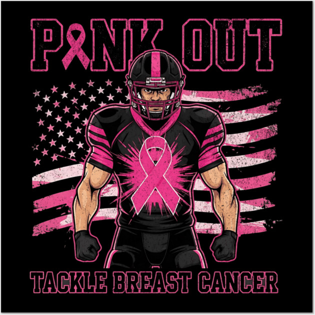 Pink Ribbon Football - October Football Breast Awareness Wall Art by ArtistTee ⭐⭐⭐⭐⭐