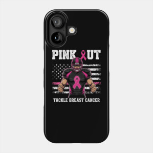 Pink Out Tackle Cancer Football Breast Cancer Awareness Game Day Phone Case