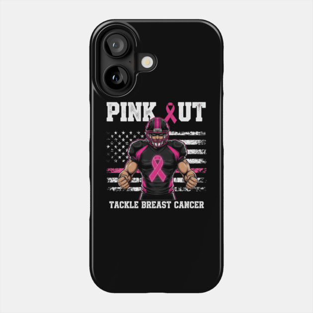 Pink Out Tackle Cancer Football Breast Cancer Awareness Game Day Phone Case by ArtistTee ⭐⭐⭐⭐⭐