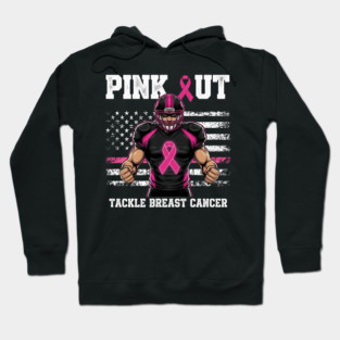Pink Out Tackle Cancer Football Breast Cancer Awareness Game Day Hoodie