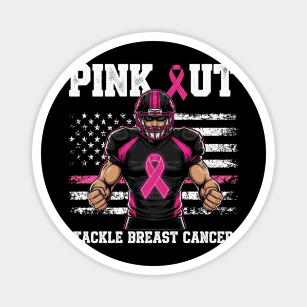 Pink Out Tackle Cancer Football Breast Cancer Awareness Game Day Magnet by ArtistTee ⭐⭐⭐⭐⭐