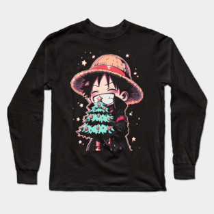 Chibi Monkey D. Luffy - One Piece Christmas Outfit Long Sleeve T-Shirt