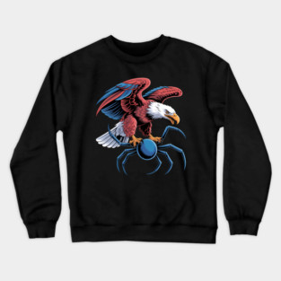 Eagle Spider Fight Wildlife Nature Weird Crewneck Sweatshirt