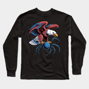 Eagle Spider Fight Wildlife Nature Weird Long Sleeve T-Shirt