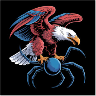 Eagle Spider Fight Wildlife Nature Weird Posters and Art