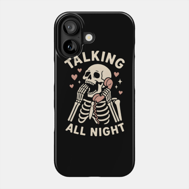 Talking All Night – Cute Skeleton Love & Halloween Graphic Phone Case by MakerMind8.2