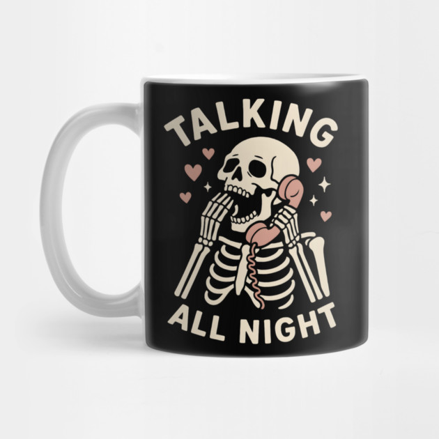 Talking All Night – Cute Skeleton Love & Halloween Graphic by MakerMind8.2