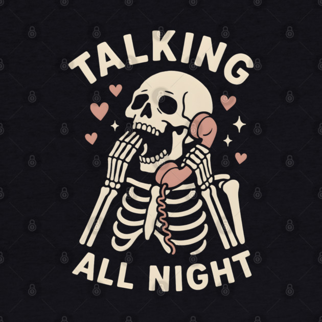 Talking All Night – Cute Skeleton Love & Halloween Graphic by MakerMind8.2