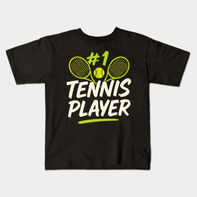 #1 Tennis Player Graphic – Sports Gift for Athletes & Tennis Fans Kids T-Shirt by MakerMind8.2