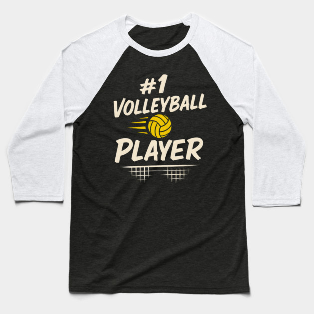 #1 Volleyball Player Graphic – Sports Gift for Athletes Baseball T-Shirt by MakerMind8.2