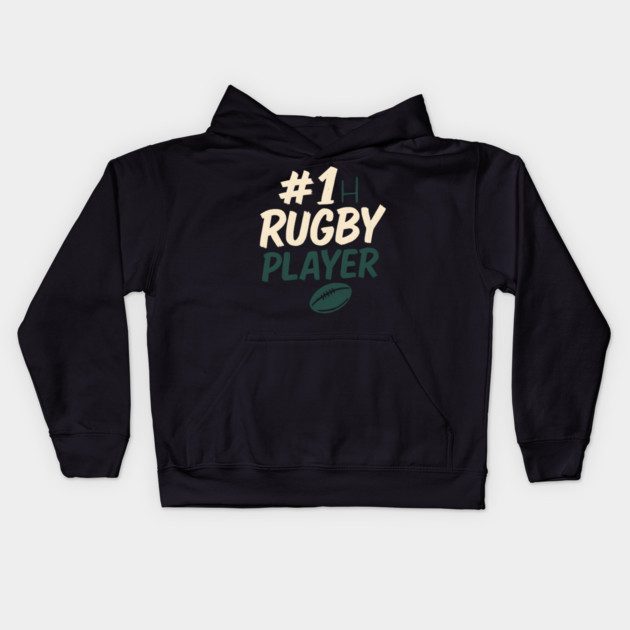 #1 Rugby Player Graphic – Sports Gift for Athletes Kids Hoodie by MakerMind8.2