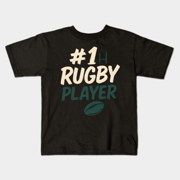 #1 Rugby Player Graphic – Sports Gift for Athletes Kids T-Shirt by MakerMind8.2
