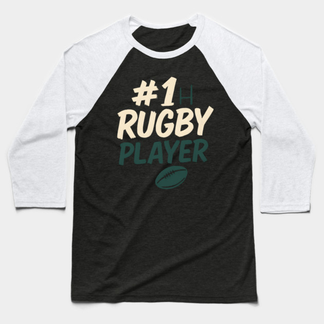#1 Rugby Player Graphic – Sports Gift for Athletes Baseball T-Shirt by MakerMind8.2