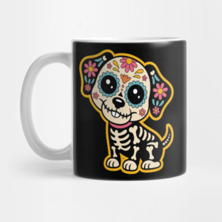 Dia De Los Muertos Puppy Floral Calavera Bones Mug