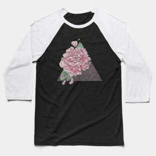 Pink Peony Floral Study, Illustrative Design Baseball T-Shirt