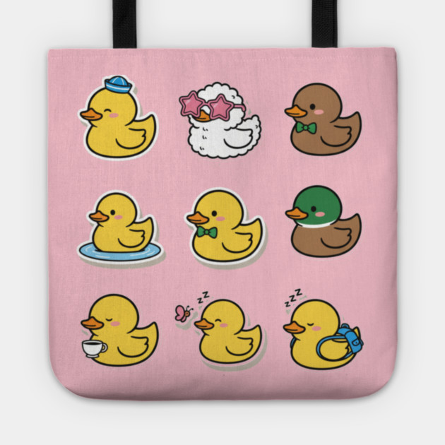 Cute Rubber Duck Lover Funny Animal Gift Kawaii Graphic , Funny Duck Lover Gifts Kawaii Graphic Art Tote by OUTFITPAW