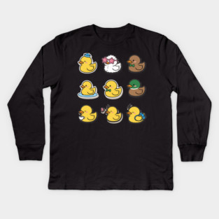 Cute Rubber Duck Lover Funny Animal Gift Kawaii Graphic , Funny Duck Lover Gifts Kawaii Graphic Art Kids Long Sleeve T-Shirt