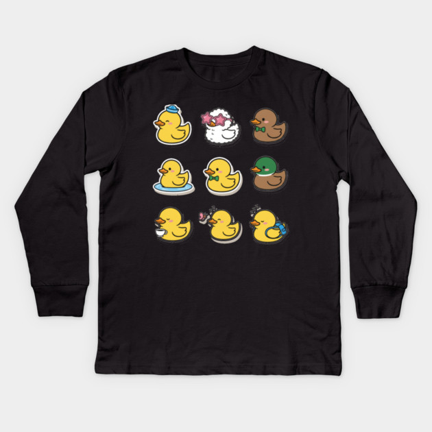 Cute Rubber Duck Lover Funny Animal Gift Kawaii Graphic , Funny Duck Lover Gifts Kawaii Graphic Art Kids Long Sleeve T-Shirt by OUTFITPAW
