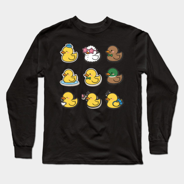 Cute Rubber Duck Lover Funny Animal Gift Kawaii Graphic , Funny Duck Lover Gifts Kawaii Graphic Art Long Sleeve T-Shirt by OUTFITPAW