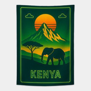 Kenya 🇰🇪 Neon Travel Tapestry