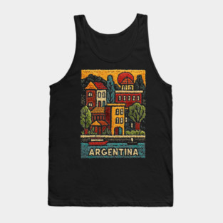 Argentina Travel Poster - Buenos Aires Cityscape Art Tank Top