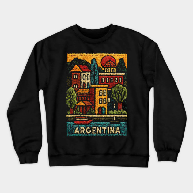 Argentina Travel Poster - Buenos Aires Cityscape Art Crewneck Sweatshirt by TuncGK