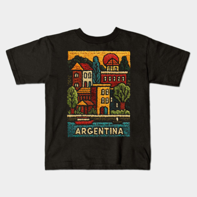 Argentina Travel Poster - Buenos Aires Cityscape Art Kids T-Shirt by TuncGK