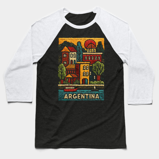 Argentina Travel Poster - Buenos Aires Cityscape Art Baseball T-Shirt by TuncGK