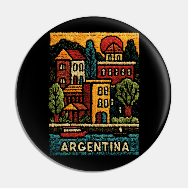 Argentina Travel Poster - Buenos Aires Cityscape Art Pin by TuncGK