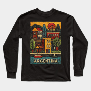 Argentina Travel Poster - Buenos Aires Cityscape Art Long Sleeve T-Shirt