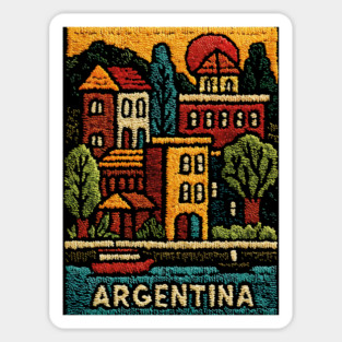 Argentina Travel Poster - Buenos Aires Cityscape Art Sticker