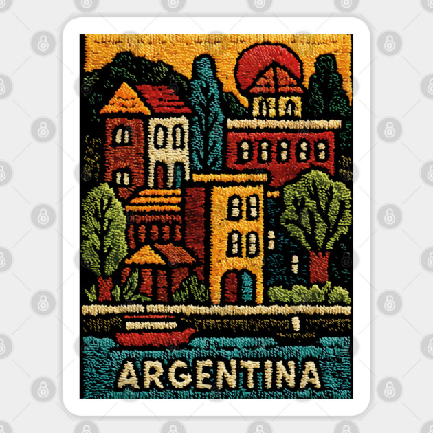 Argentina Travel Poster - Buenos Aires Cityscape Art Sticker by TuncGK