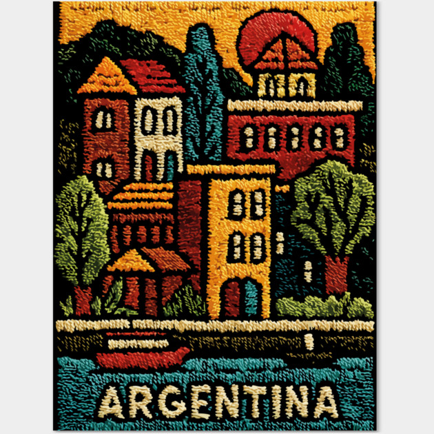 Argentina Travel Poster - Buenos Aires Cityscape Art Wall Art by TuncGK