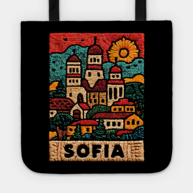 Sofia Bulgaria Embroided - Balkan Architecture Art Tote by TuncGK