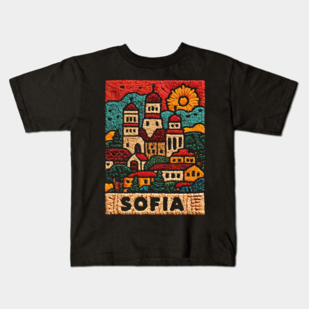 Sofia Bulgaria Embroided - Balkan Architecture Art Kids T-Shirt by TuncGK
