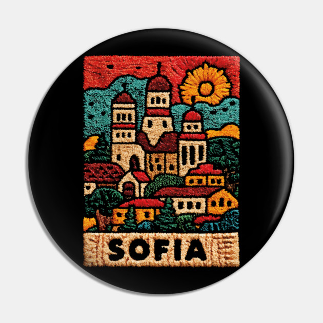 Sofia Bulgaria Embroided - Balkan Architecture Art Pin by TuncGK
