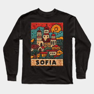 Sofia Bulgaria Embroided - Balkan Architecture Art Long Sleeve T-Shirt