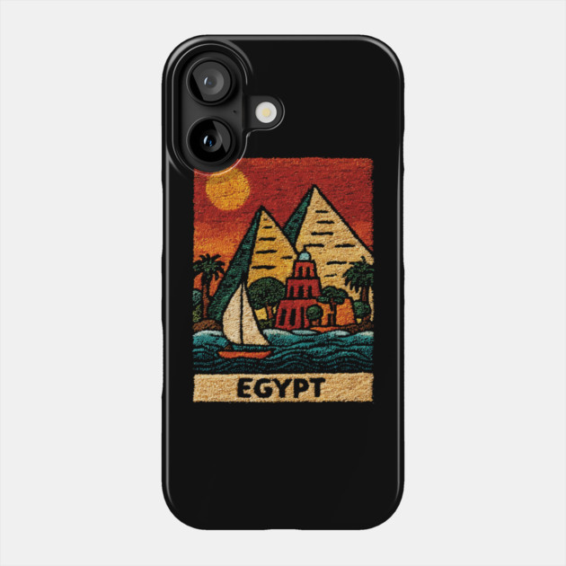 Egypt Tapestry Design - Nile River Pyramid Art Phone Case by TuncGK
