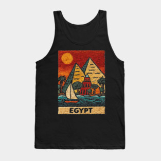 Egypt Tapestry Design - Nile River Pyramid Art Tank Top