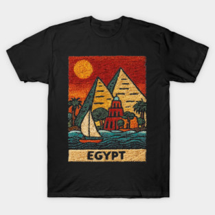Egypt Tapestry Design - Nile River Pyramid Art T-Shirt