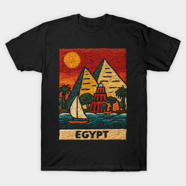 Egypt Tapestry Design - Nile River Pyramid Art T-Shirt by TuncGK