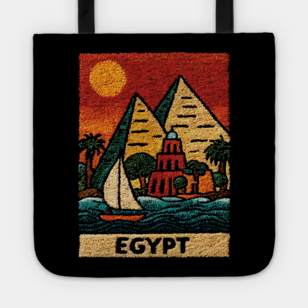 Egypt Tapestry Design - Nile River Pyramid Art Tote by TuncGK
