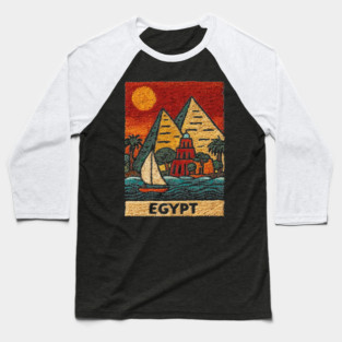 Egypt Tapestry Design - Nile River Pyramid Art Baseball T-Shirt