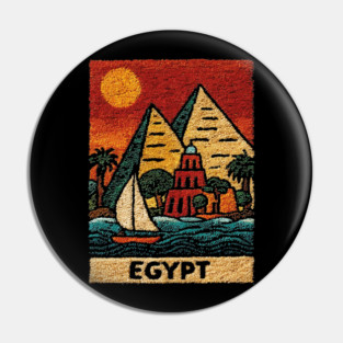 Egypt Tapestry Design - Nile River Pyramid Art Pin