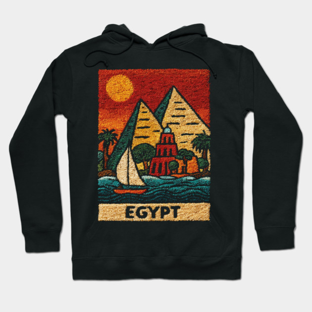 Egypt Tapestry Design - Nile River Pyramid Art Hoodie by TuncGK