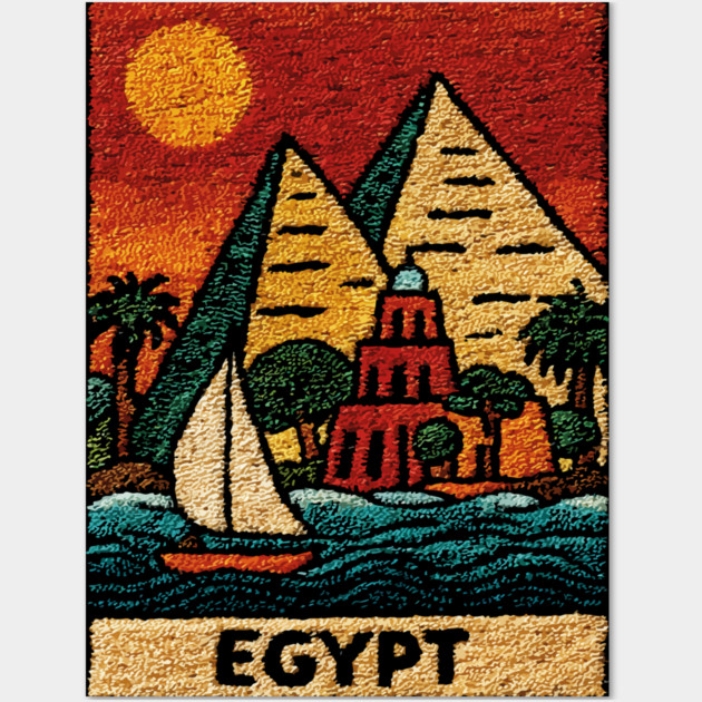 Egypt Tapestry Design - Nile River Pyramid Art Wall Art by TuncGK