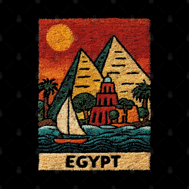Egypt Tapestry Design - Nile River Pyramid Art by TuncGK