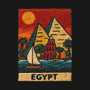 Egypt Tapestry Design - Nile River Pyramid Art T-Shirt